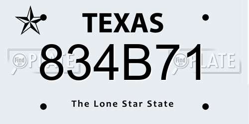 834B71 Texas License Plate
