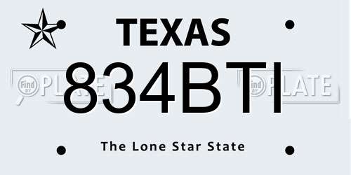 834BTI Texas License Plate