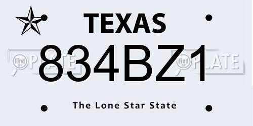834BZ1 Texas License Plate
