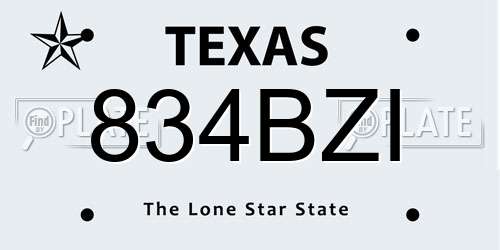 834BZI Texas License Plate