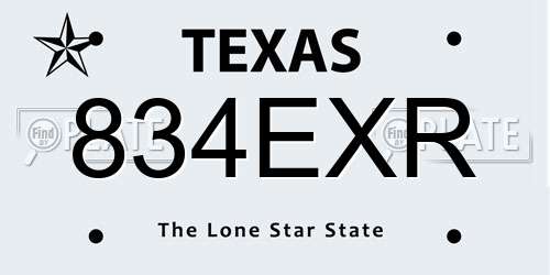 834EXR Texas License Plate
