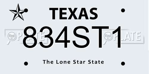 834ST1 Texas License Plate