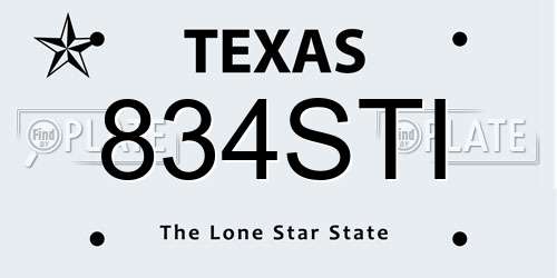 834STI Texas License Plate