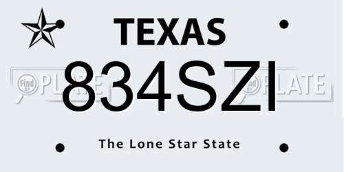 834SZI Texas License Plate