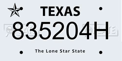 835204H Texas License Plate