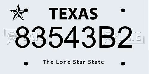 83543B2 Texas License Plate