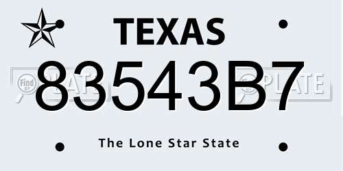83543B7 Texas License Plate