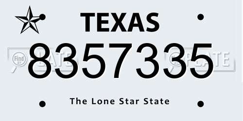 8357335 Texas License Plate