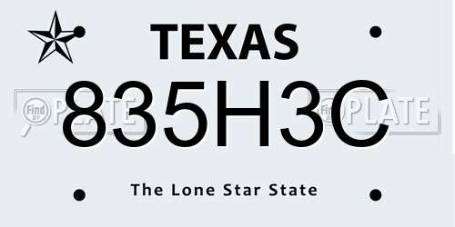 835H3C Texas License Plate