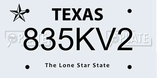 835KV2 Texas License Plate