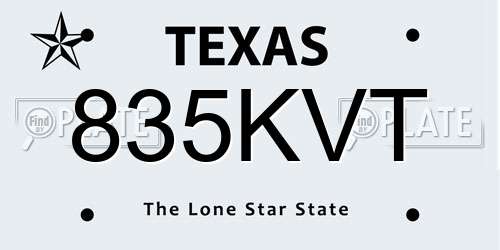 835KVT Texas License Plate