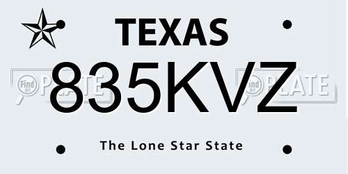 835KVZ Texas License Plate