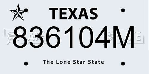 836104M Texas License Plate