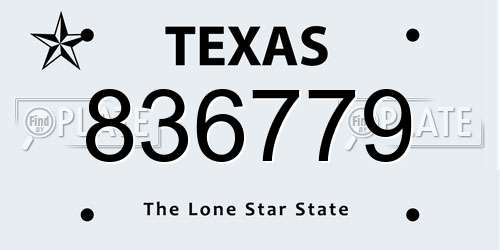 836779 Texas License Plate