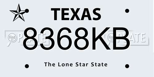 8368KB Texas License Plate
