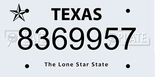 8369957 Texas License Plate