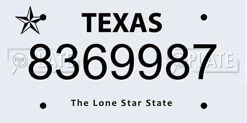 8369987 Texas License Plate