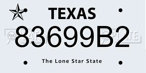 83699B2 Texas License Plate