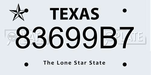 83699B7 Texas License Plate