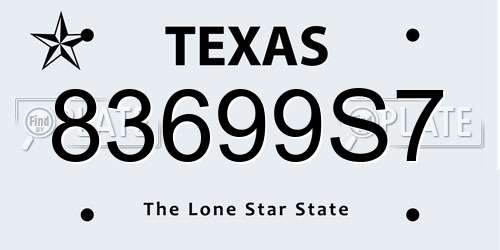83699S7 Texas License Plate