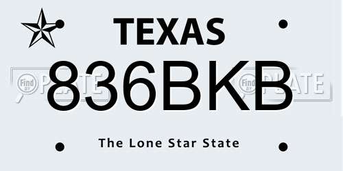 836BKB Texas License Plate