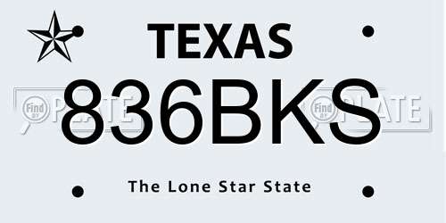 836BKS Texas License Plate