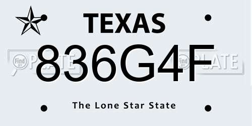 836G4F Texas License Plate