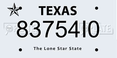 83754I0 Texas License Plate