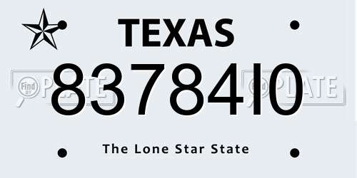 83784I0 Texas License Plate