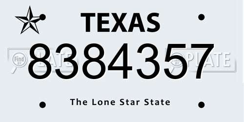8384357 Texas License Plate