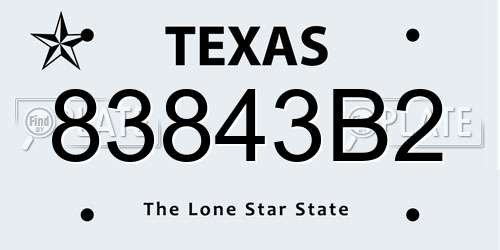 83843B2 Texas License Plate