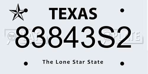 83843S2 Texas License Plate