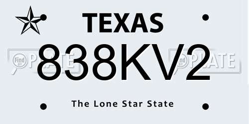 838KV2 Texas License Plate