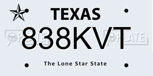 838KVT Texas License Plate