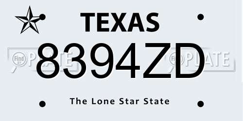 8394ZD Texas License Plate
