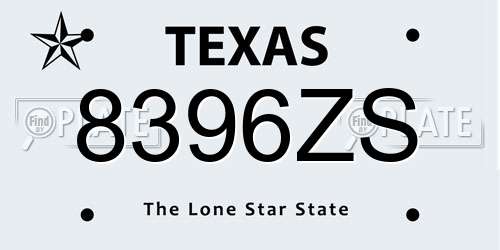 8396ZS Texas License Plate