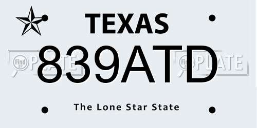 839ATD Texas License Plate