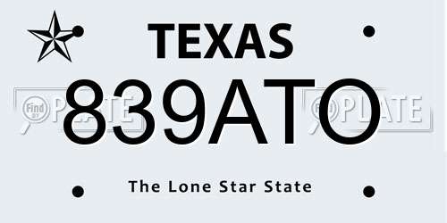 839ATO Texas License Plate