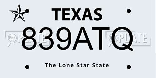 839ATQ Texas License Plate