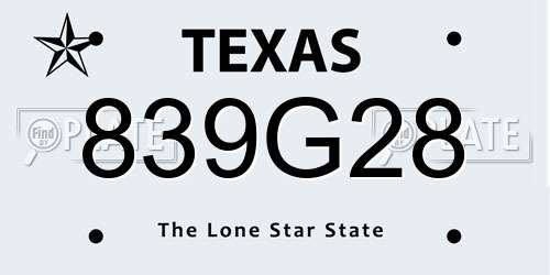 839G28 Texas License Plate