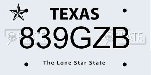 839GZB Texas License Plate