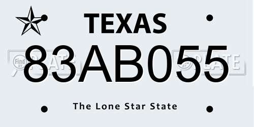83AB055 Texas License Plate