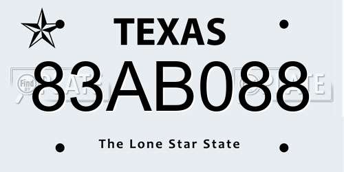 83AB088 Texas License Plate