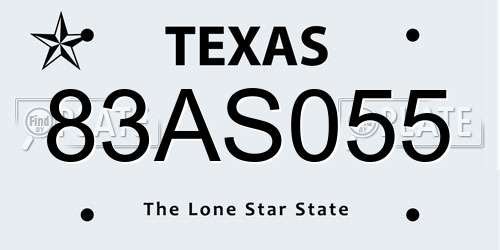 83AS055 Texas License Plate