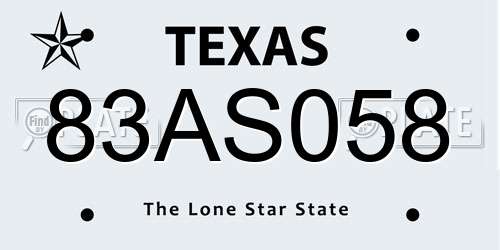 83AS058 Texas License Plate