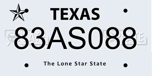 83AS088 Texas License Plate