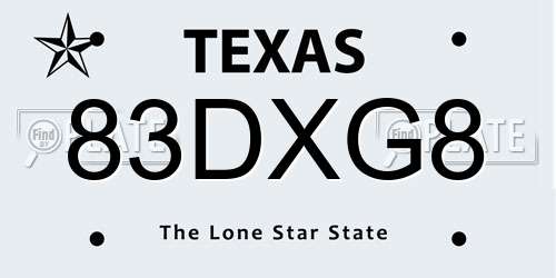 83DXG8 Texas License Plate