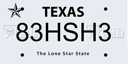 83HSH3 Texas License Plate
