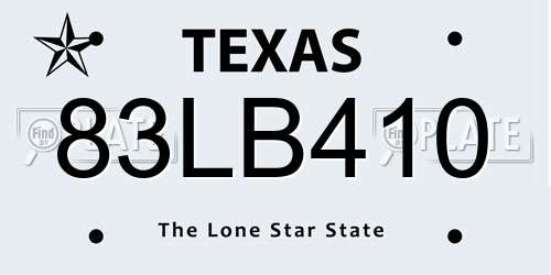 83LB410 Texas License Plate