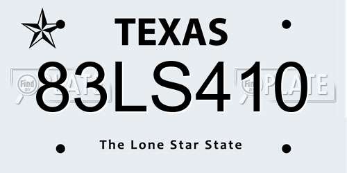 83LS410 Texas License Plate